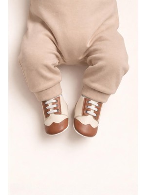 Minissa Baby Kids Hakiki Deri Bebek Ayakkabısı Kaydırmaz Tabanlı Ilk Adım Ayakkabısı Bağcıklı
