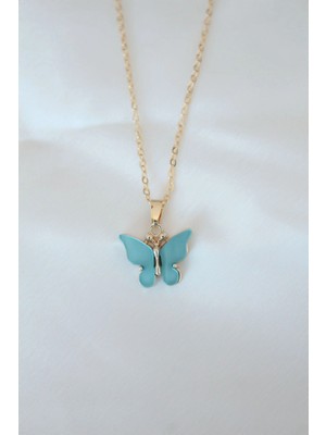 Shopwave Gold Kaplama Turkuaz Renk Sedefli Kolye - TJ-BKO6437