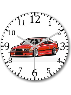 PremiumPort Stanced Out E36 Red Duvar Saati, Gerçek Cam, Şık ve Modern Tasarım