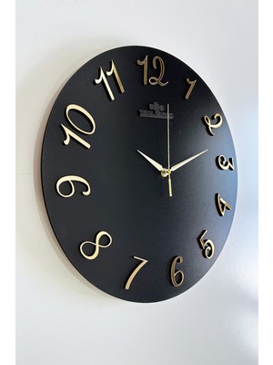 PremiumPort Şık Dekoratif Aynalı Plexiglass Rakamlı Duvar Saati 37X37CM Siyah-Gold