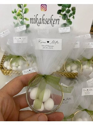 Siyah Lale Halka Nikah Şekeri Fıstık Şekerli Söz, Nişan Hediyelik - 75 Adet