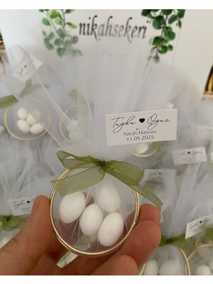 Siyah Lale Halka Nikah Şekeri Fıstık Şekerli Söz, Nişan Hediyelik - 50 Adet