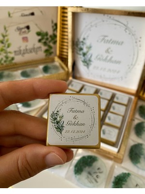 Siyah Lale Baskılı Kutulu Çikolata  Nikah, Söz, Nişan Hediyelik - 150 Adet