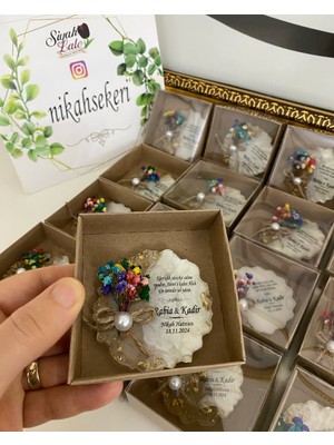 Siyah Lale Çiçekli Epoksi Magnet Kutulu Nikah, Söz, Nişan Hediyelik - 75 Adet