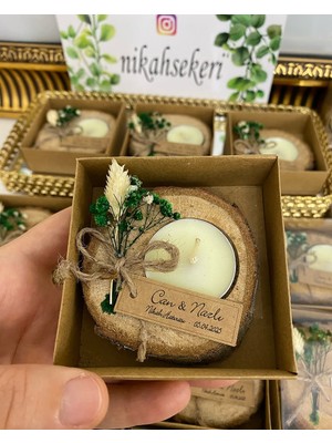 Siyah Lale Kutulu Kütük Mum Nikah, Söz, Nişan Hediyelik - 25 Adet