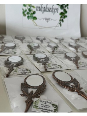 Siyah Lale Metal Kına Ayna Hediyelik Kına Gecesi - 100 Adet