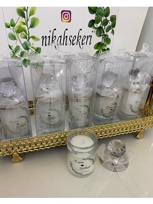 Siyah Lale Kristal Kapaklı Mum Cam Nikah, Söz, Nişan Hediyelik - 75 Adet