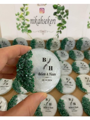 Siyah Lale Epoksi Magnet Taşlı Paketli Nikah, Söz, Nişan Hediyelik - 25 Adet