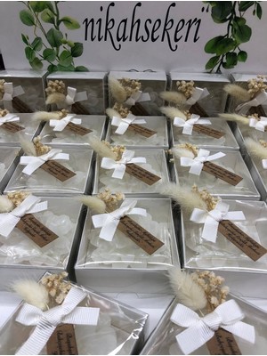 Siyah Lale Kutulu Mum Nikah, Söz, Nişan Hediyelik - 50 Adet