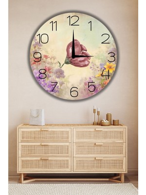 PremiumPort Modern Yuvarlak Ahşap Dekoratif Duvar Saati, Ev ve Salon Şıklığı Için