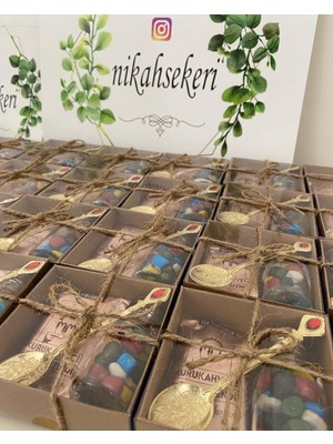 Siyah Lale Kahve, Kaşık ve Mantar Şişe Draje Şekerli Nikah, Söz, Nişan, Kına Hediyelik - 75 Adet