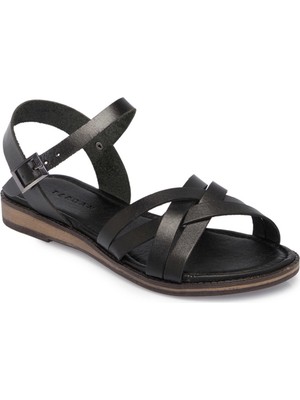Tergan Siyah Deri Kadın Sandalet - K25Y1SN68068-A23