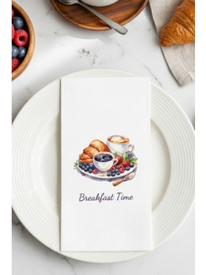 Breakfast Time Desenli 16'lı Çift Katlı Lüks Kağıt Peçete