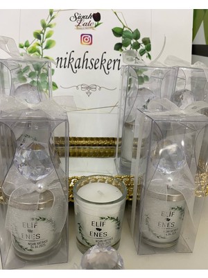 Siyah Lale Kristal Kapaklı Mum Cam Nikah, Söz, Nişan Hediyelik - 25 Adet