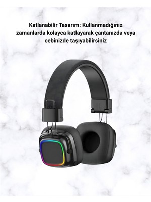 Senson Rgb Işıklı Katlanabilir Bluetooth 5.3 Kulak Üstü Kulaklık - Lisinya
