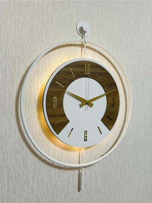 PremiumPort 50X70 cm Ahşap ve Metal Uyumu Duvar Saati, Şık Dekorasyon Parçası