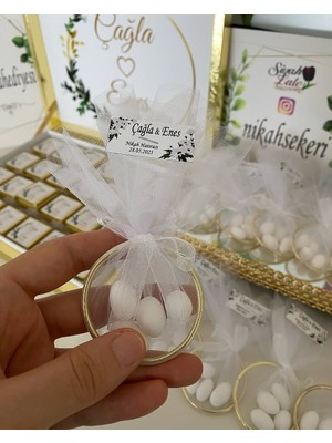 Siyah Lale Halka Nikah Şekeri Fıstık Şekerli Söz, Nişan Hediyelik - 75 Adet