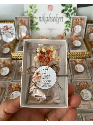 Siyah Lale Kahve Kutusu Süslü Nikah, Söz, Nişan Hediyelik - 25 Adet