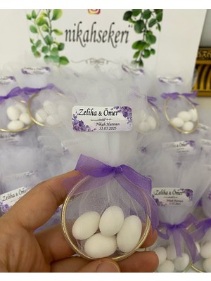 Siyah Lale Halka Nikah Şekeri Fıstık Şekerli Söz, Nişan Hediyelik - 75 Adet