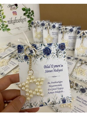 Siyah Lale Inci Yıldız Anahtarlık Bebek, Nikah, Söz, Nişan Hediyelik - 50 Adet
