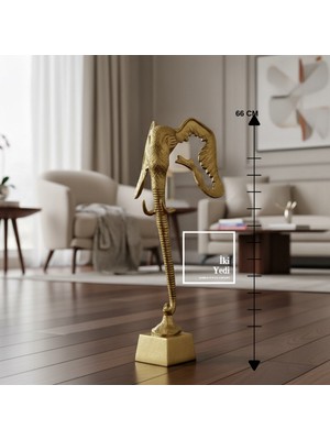 İki Yedi Konsept Richard 66 cm Gold Metal Fil Başı Heykel 66 cm Sanatsal Dekoratif Obje Ev Ofis Için Güçlü Tasarım