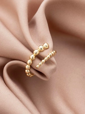 Xuping Top Model Çapraz Tasarım 14K , Gold , Sarı Renk Ayarlanabilir Çelik Yüzük