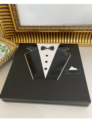 Siyah Lale Baskılı Kutulu Çikolata  Nikah, Söz, Nişan Hediyelik - 200 Adet