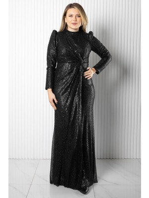 Modaviki Gül Abiye  Siyah AHN280