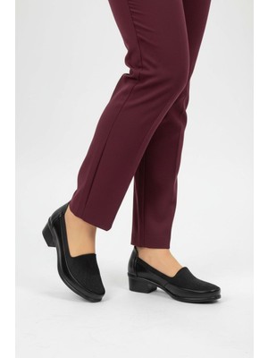 Gönbeler Kadın Siyah Streç Malzeme Esnek ve Yumuşak Günlük Ayakkabı - Ortopedik Destekli Poli Taban Hafif Yürüyüş Ayakkabısı