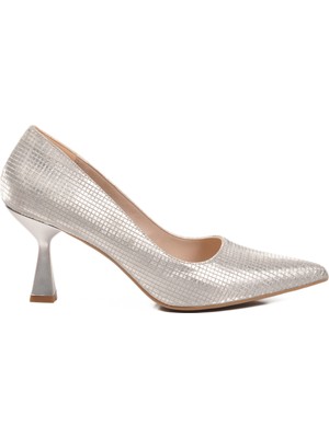 Ayakmod Gümüş Kadın Topuklu Ayakkabı 665140 Z