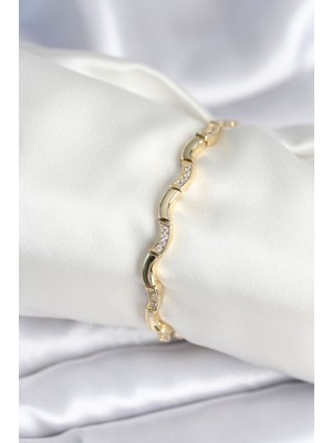 Freedom Store Pirinç Gold Renk Dalgalı Model Kadın Bileklik