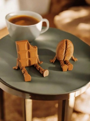 Eco Lounge Kahve & Çikolata Figür Seti 5 cm – Ofis Masaüstü Dekor 3D Baskı