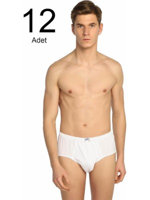 Tutku Erkek Beyaz 12'li Paket Pamuk Slip-Beyaz-5
