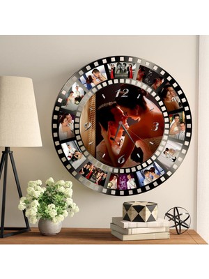 PremiumPort Kişiye Özel 13 Fotoğraflı Modern Pleksi Duvar Saati 40X40