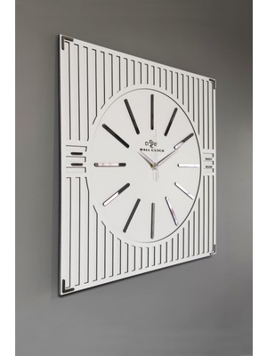 PremiumPort Çizgi Desenli Pleksi Kare Duvar Saati 50X50CM, Modern ve Şık Dekorasyon Parçası