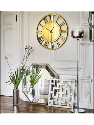 PremiumPort Modern Büyük Gold Duvar Saati, Şık ve Zarif Dekorasyon Parçası