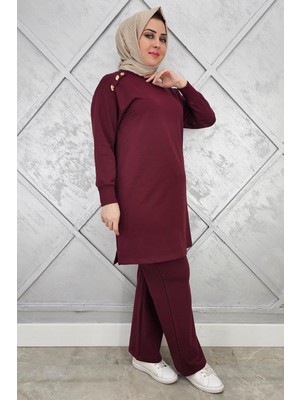 Pys Giyim Kadın Omuz Düğme Detaylı Tesettür Takım