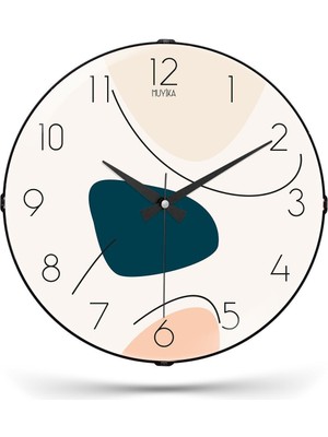 PremiumPort Şık 36CM Cam Duvar Saati, Sessiz Mekanizma, Modern Tasarım