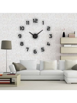PremiumPort Şık 3D Mdf Duvar Saati, Siyah Renkli ve Modern Tasarım