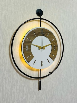 PremiumPort 50X70 cm Metal ve Ahşap Uyumu Duvar Saati, Şık ve Modern Dekorasyon