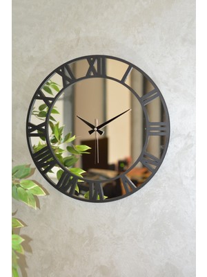 PremiumPort Modern 46 cm Ahşap Rakam Duvar Saati, Siyah, Şık ve Zarif Tasarım