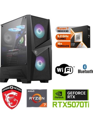 MSI Ddr5 Gaming Pc / 16 GB Rtx 5070Tİ / Ryzen 7 9800X3D / 32 GB Ddr5 6000 Mhz Ram / 2 Tb M.2 SSD / Sıvı Soğutmalı / WİN11 Pro