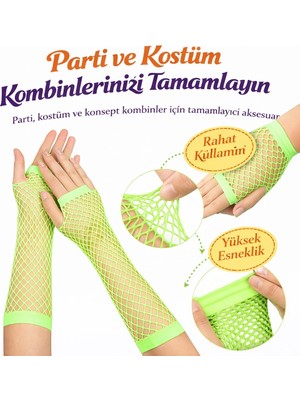 Eco Lounge Retro Neon Yeşil File Parmaksız Eldiven 26 cm