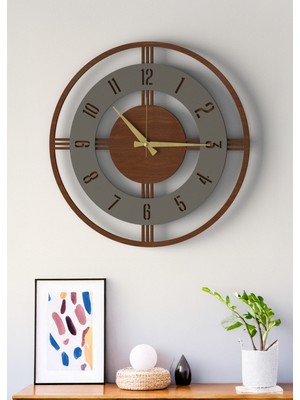 PremiumPort Modern Büyük Ahşap Duvar Saati - Siyah Beyaz, 48CM, Ev ve Ofis Dekoru