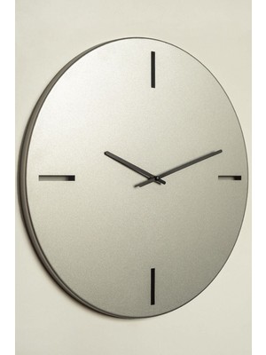 PremiumPort 46 cm Metal Dekoratif Sessiz Duvar Saati, Gümüş, Ev ve Ofis Için Şık Tasarım