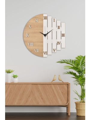 PremiumPort Ahşap Lazer Kesim Roma Rakamlı 43 cm Duvar Saati