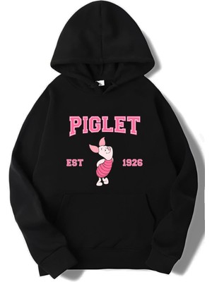 Brz Collection Unisex Oversize Piglet (Winnie The Pooh) Hoodie Siyah