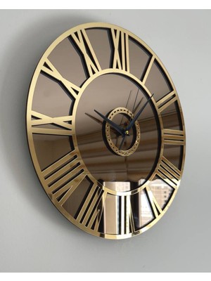 PremiumPort Şık Aynalı Duvar Saati, Roma Rakamlı Tasarım, Modern Ev Dekoru