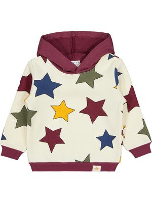 Civil Boys Renkli Yıldız Baskılı 2-5 Yaş Sweatshirt - Bordo 4-5 Yaş