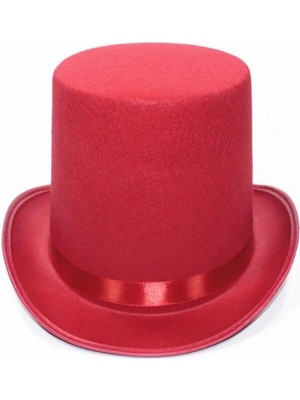 MiraLive Kırmızı Fötr Şapka Sihirbaz Şapkası